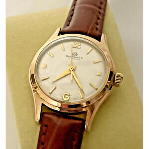 Bucherer 1960s Ladies Automatic Watch 29mm PLAGUE G20 GF Case New leather Band